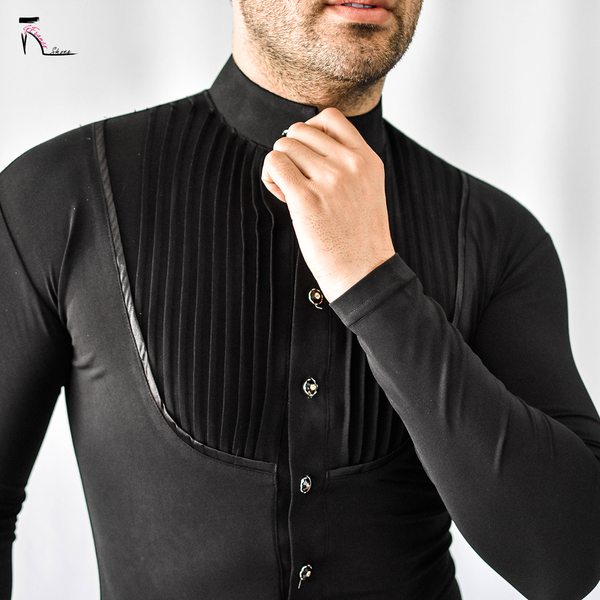 Mandarin collar online polo shirt